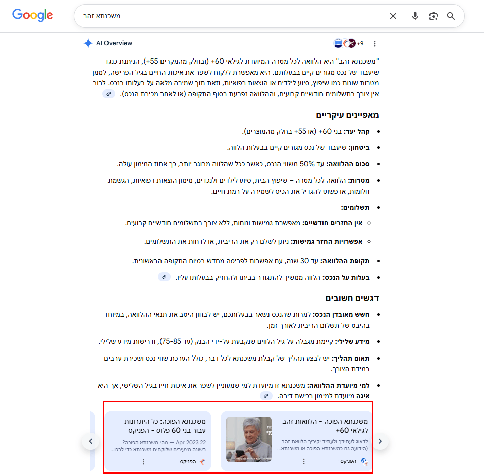 לקוח שלנו מופיע בחיפוש "משכנתא זהב"