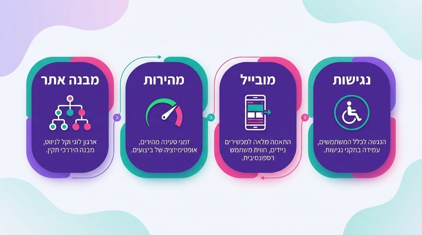 אופטימיזציה טכנית: מבנה אתר, מהירות וחווית משתמש