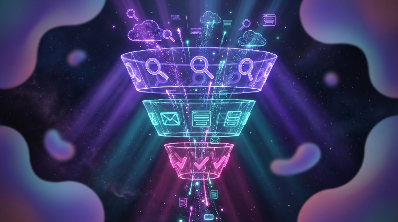 תרשים משפך שיווק אוטומטי המתחיל בתנועה אורגנית