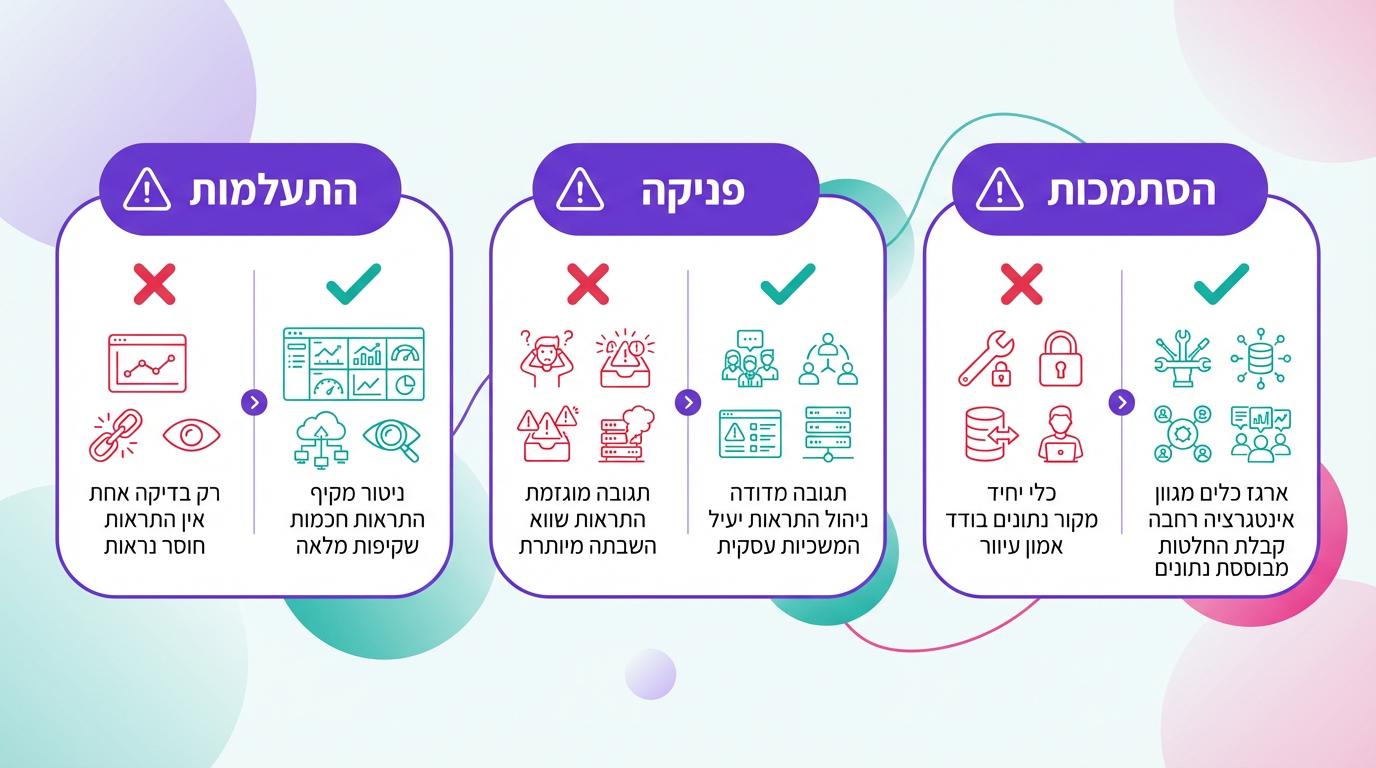 טעויות נפוצות בניטור ביצועים במנועי AI - איור הסבר
