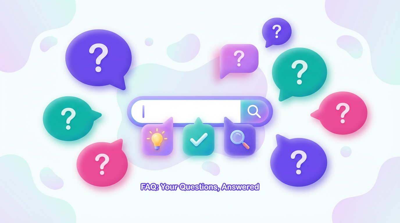 איור של שאלות נפוצות על AI Overviews וקידום אתרים עם תשובות מקצועיות