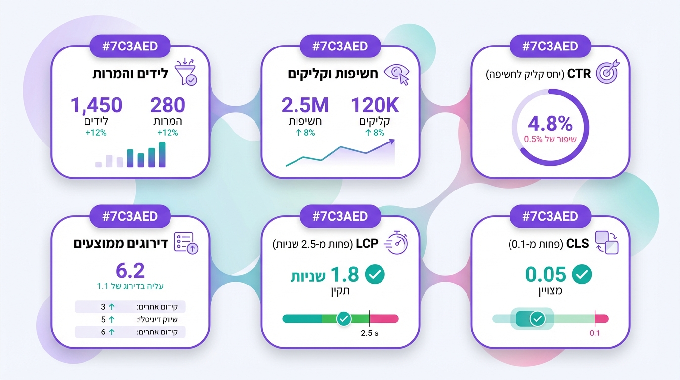 גרף המראה מדדי הצלחה של מערכת אוטומטית לקידום אתרים וכיצד למדוד אותם