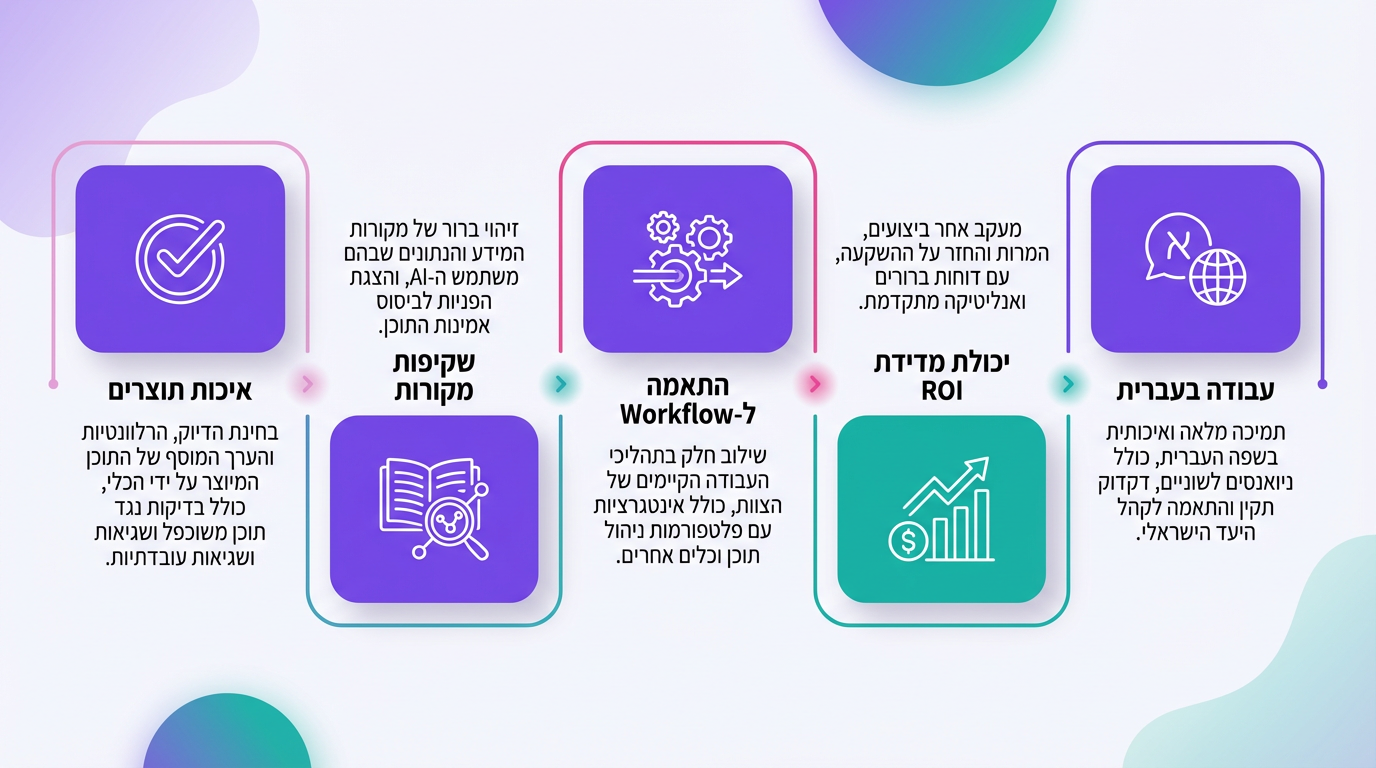 בחירת כלי AI לקידום אתרים שמתאים לעסק - אינפוגרפיקה