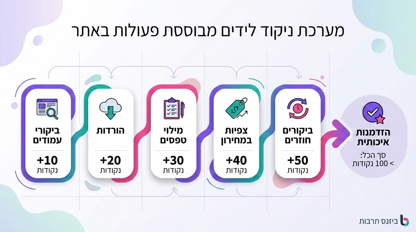 תרשים מערכת ניקוד לידים מבוססת התנהגות SEO