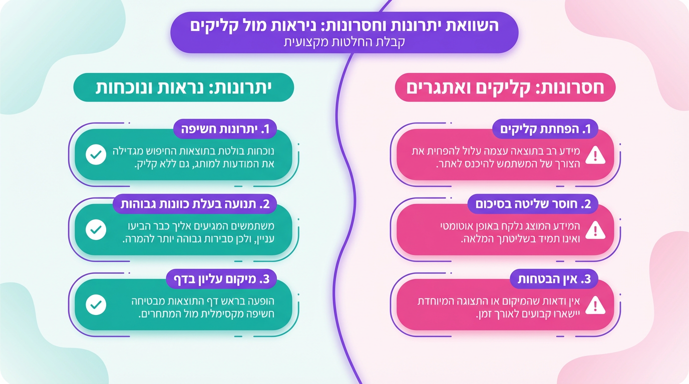 יתרונות וחסרונות של הופעה ב-AI Overviews