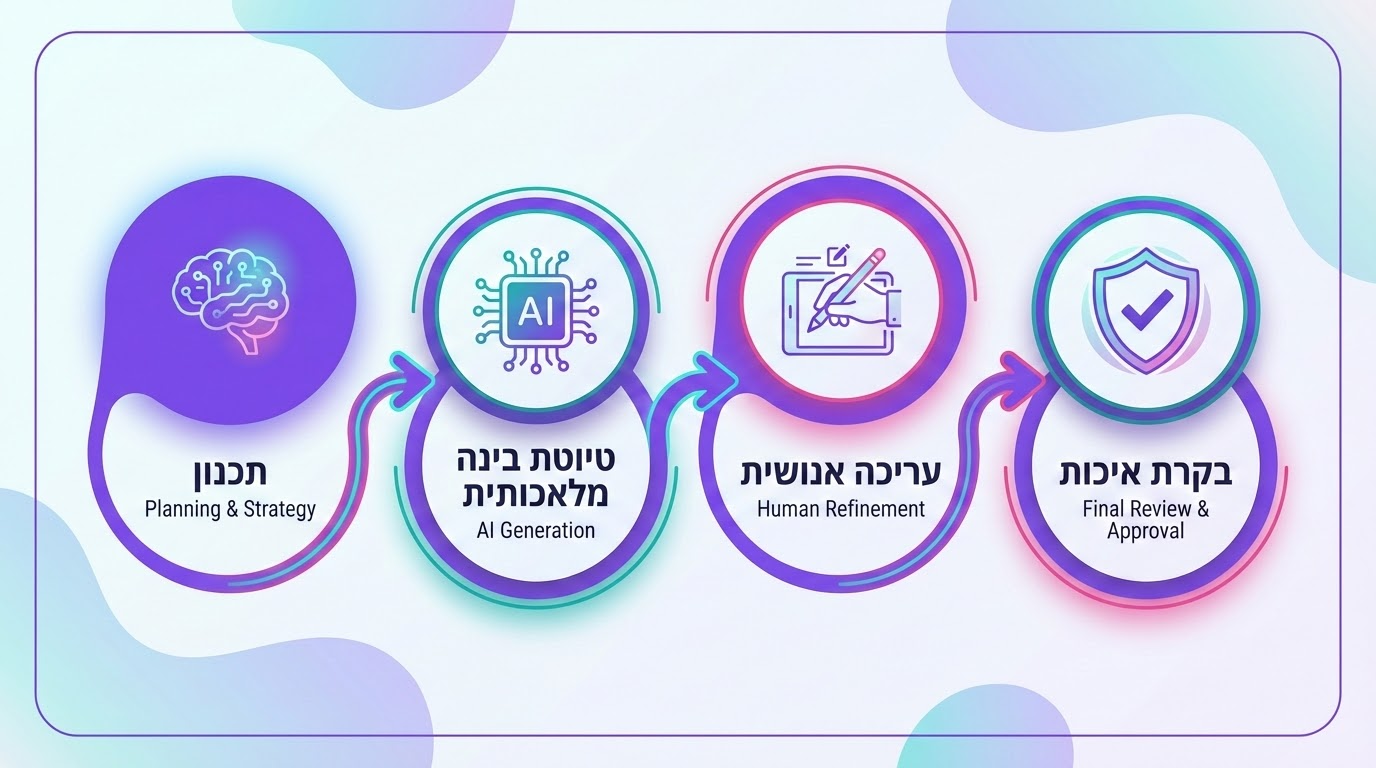 ארבעת השלבים לשילוב מוצלח בין AI לתוכן אנושי
