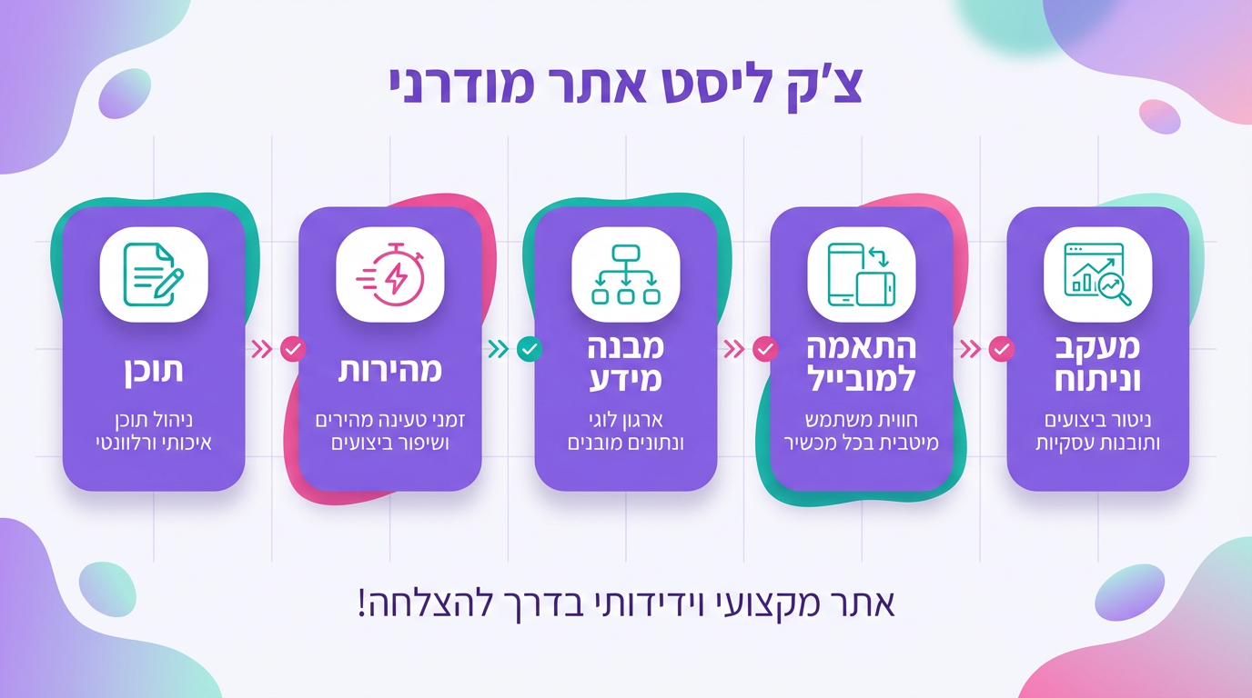 אינפוגרפיקה המציגה את המרכיבים החיוניים לאתר בעידן AI Overviews