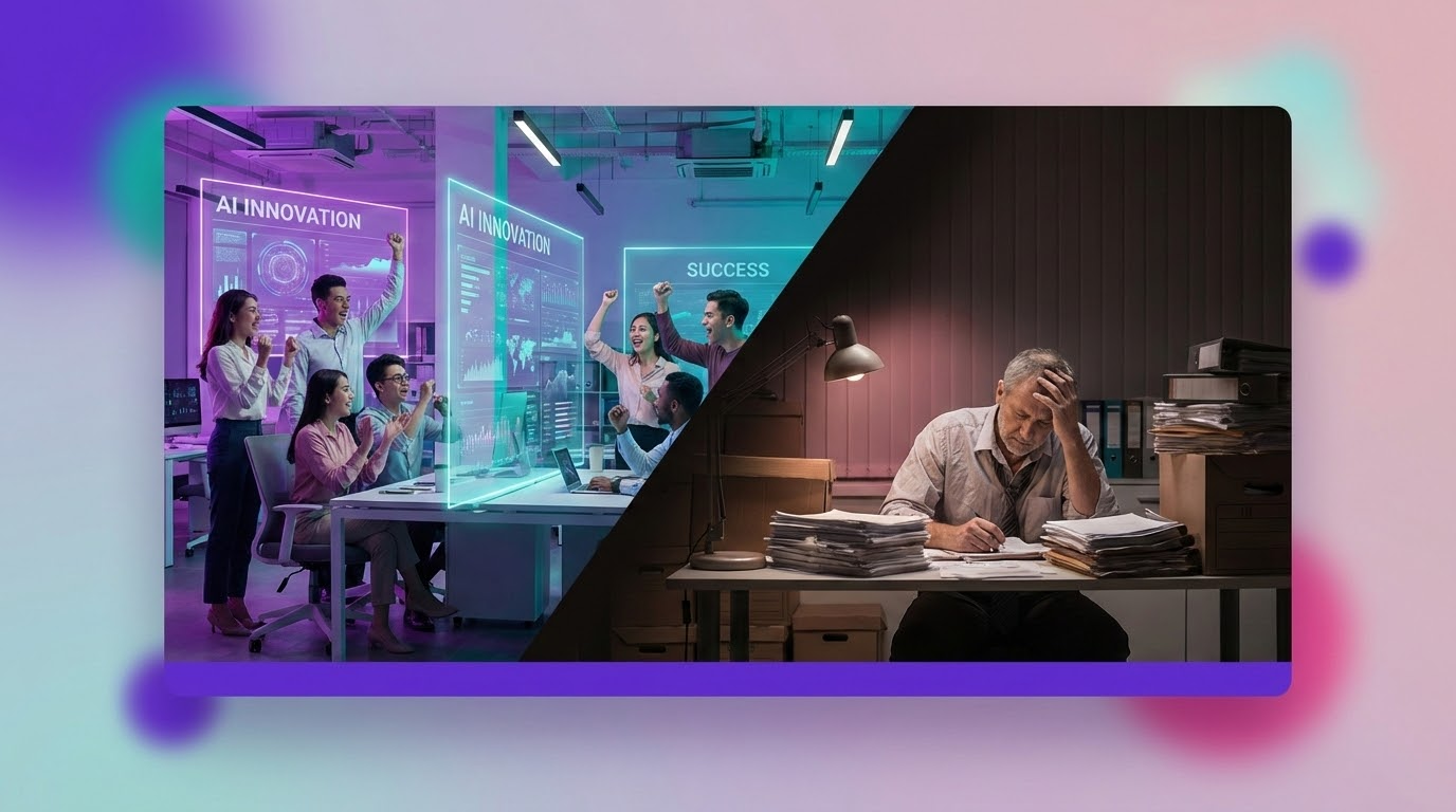 עסקים שלא מטמיעים AI בשיווק נשארים מאחור - תרשים המציג את הפער בביצועים