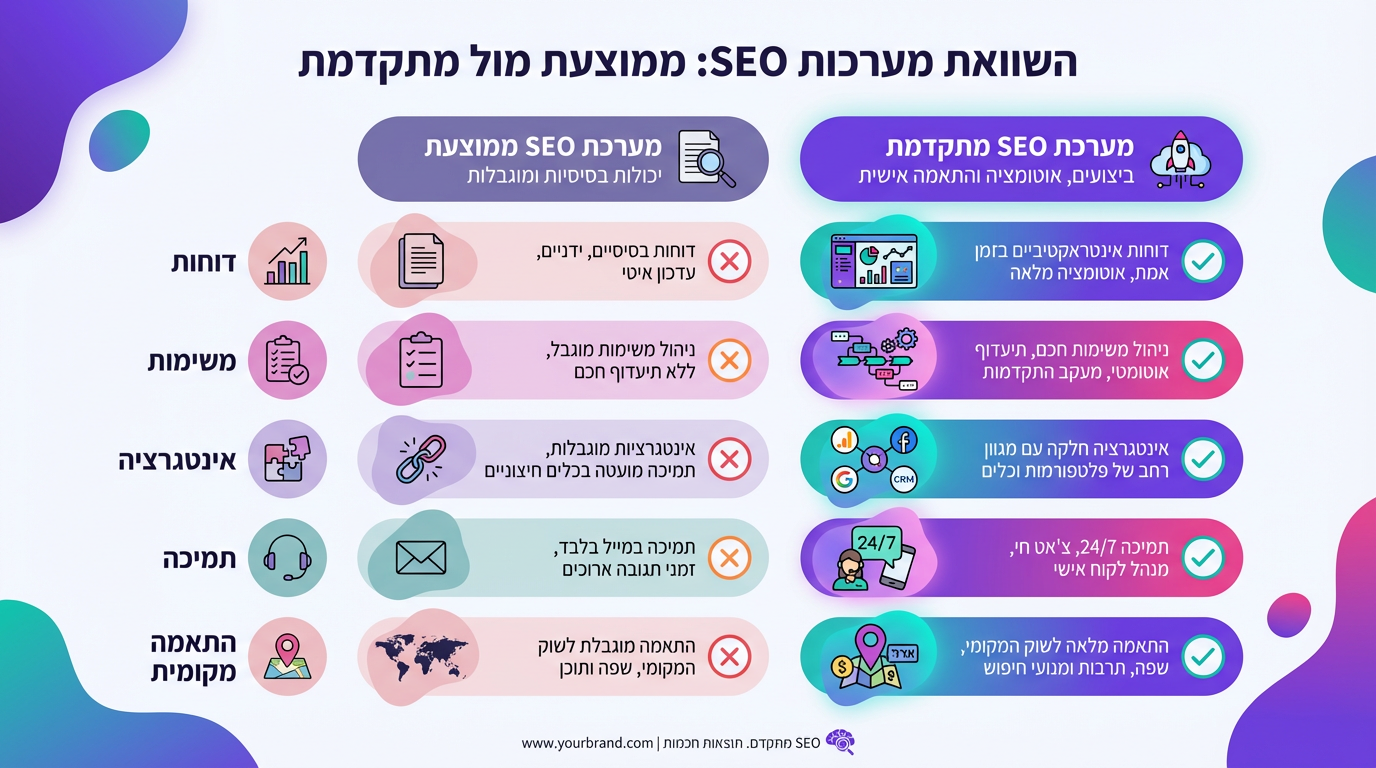 טבלת השוואה בין מערכת קידום טובה למערכת בינונית