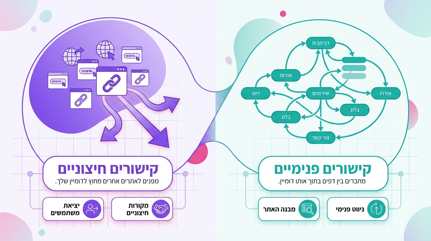 השוואה בין קישורים חיצוניים לפנימיים באוטומציה של בניית קישורים