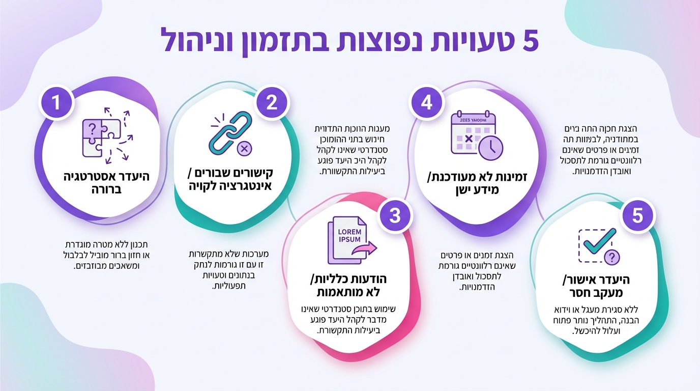 חמש טעויות נפוצות בתזמון תוכן שיש להימנע מהן