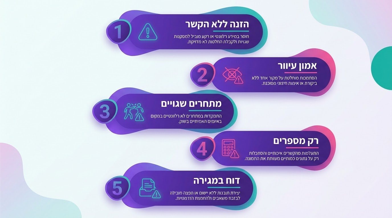 תרשים המציג את חמש הטעויות הנפוצות ביותר בניתוח מתחרים עם AI ואיך להימנע מהן
