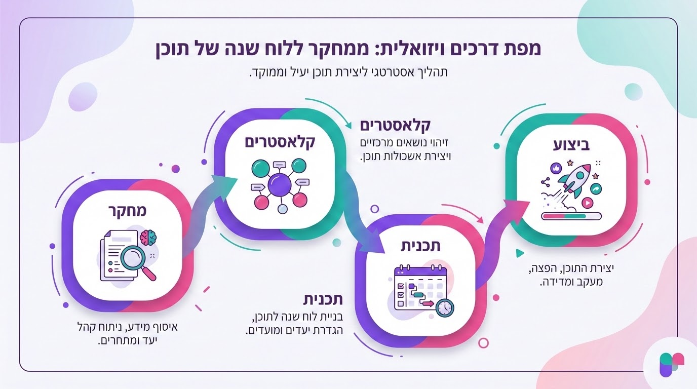 המרת מחקר מילות מפתח לתכנית תוכן אסטרטגית עם מבנה Pillar-Cluster