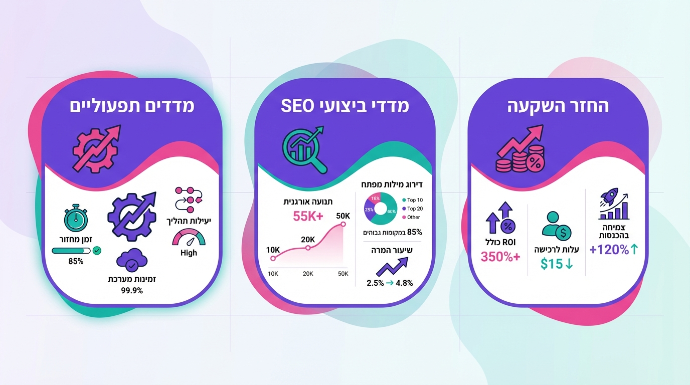 טבלת מדדים ובדיקות למדידת הצלחה של תהליכי אוטומציה ב-SEO