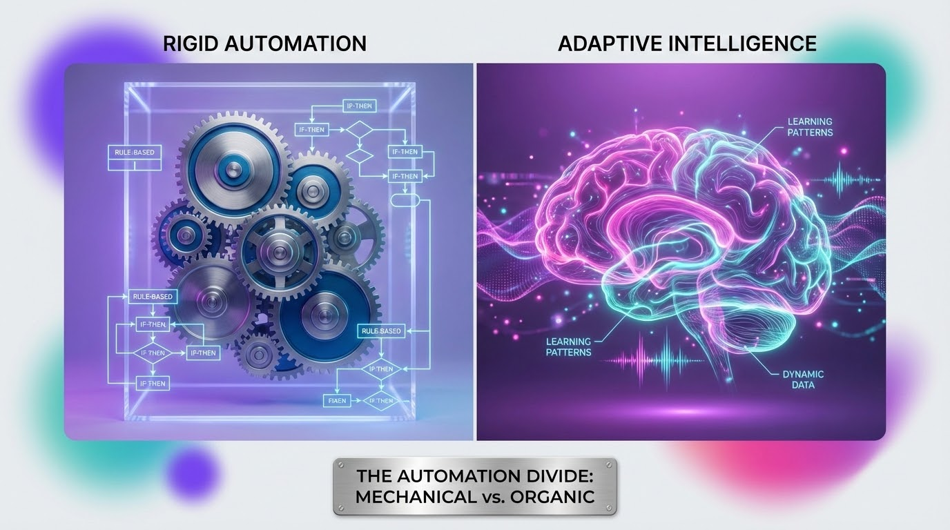 השוואה ויזואלית בין אוטומציה רגילה ללמידת מכונה בקידום אתרים