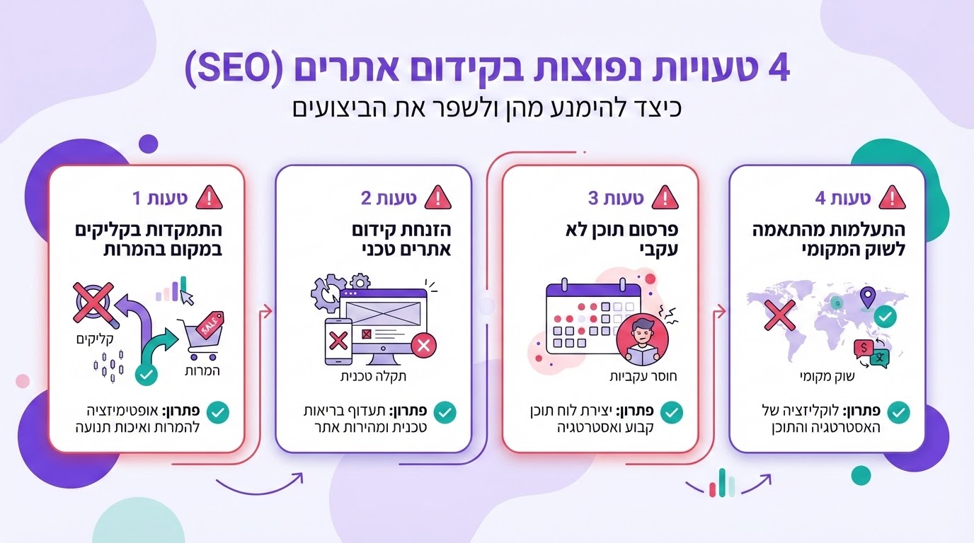 טעויות נפוצות בשימוש בכלי קידום אתרים ישראלי ואיך להימנע מהן