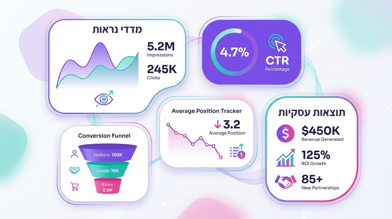 חיבור בין מדדי SEO – ביטוי מפתח, עמוד נחיתה והמרה בלוח מחוונים