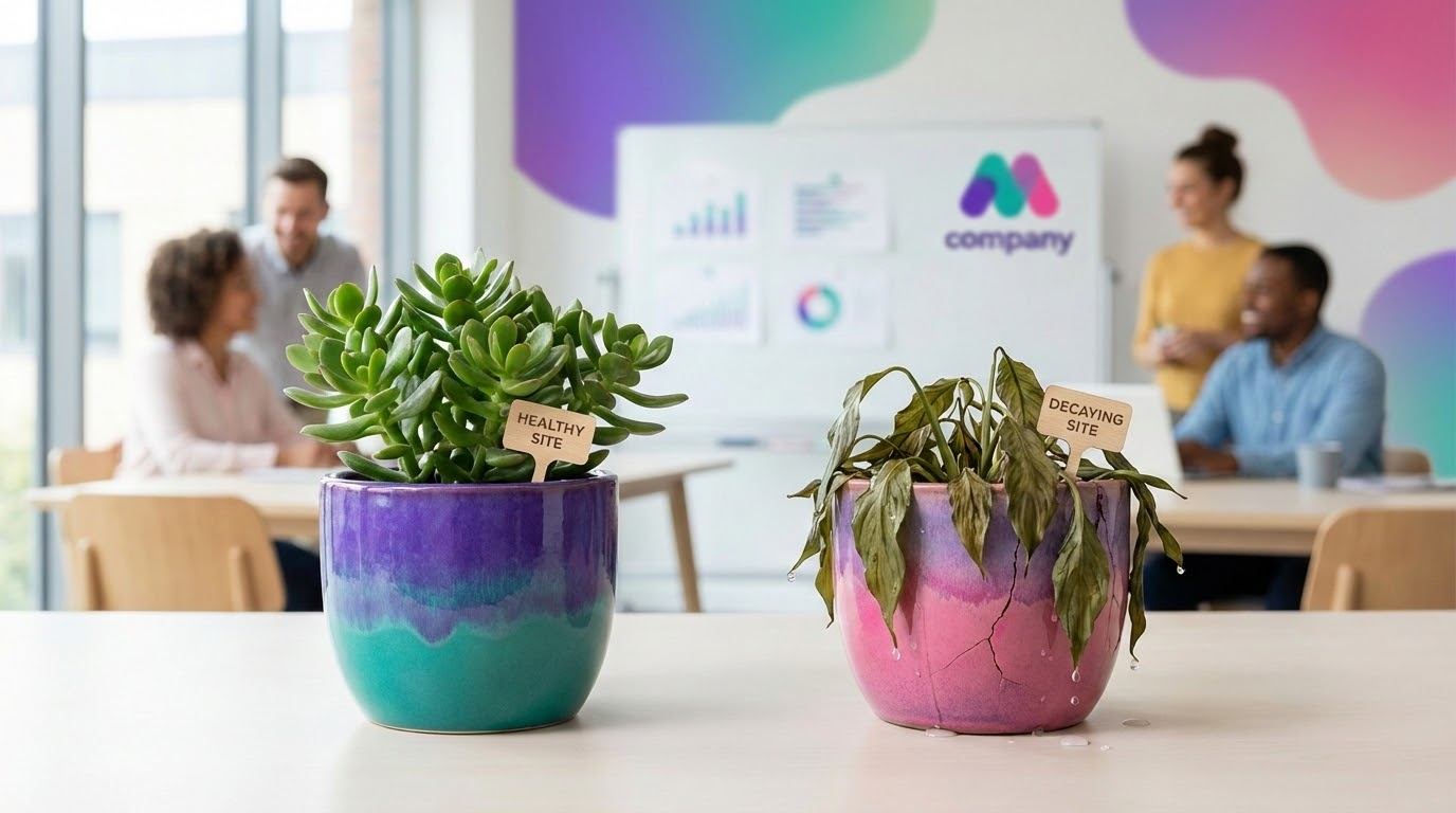 המחשה ויזואלית למה צריך בדיקת אתר חכמה שוטפת ולא רק תיקון כשמשהו נשבר