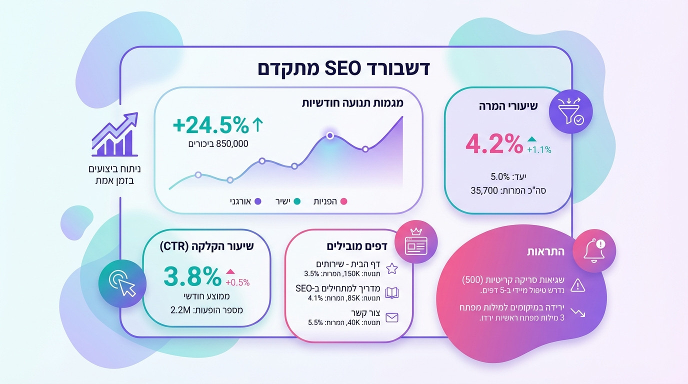 דשבורד SEO מבוסס נתונים שעוזר לקבל החלטות עסקיות