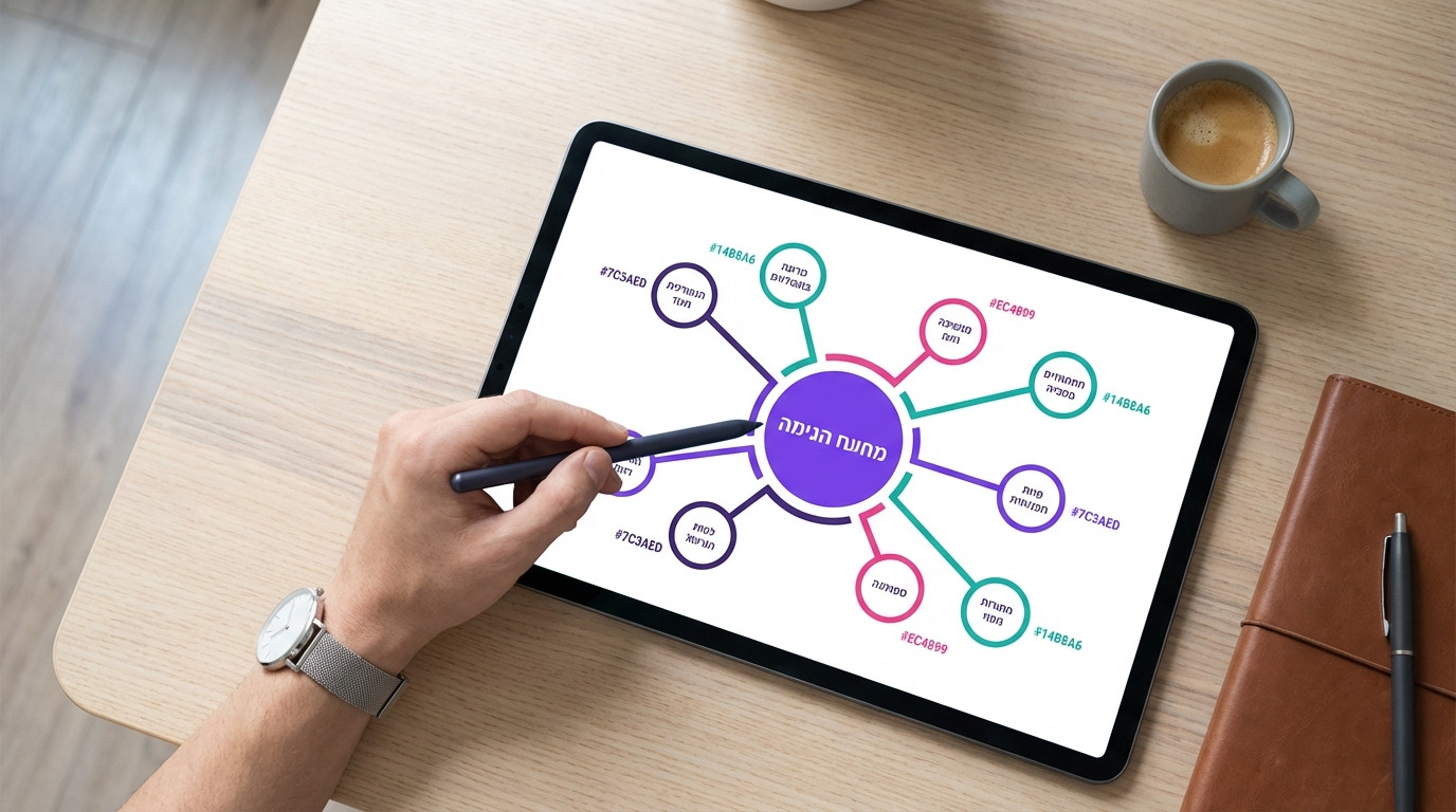 בניית אשכולות תוכן מתוך רשימת מילות מפתח — מבנה עמוד אב ועמודי משנה
