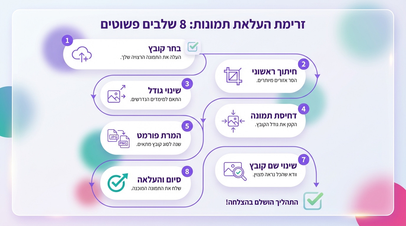 צ׳קליסט מומלץ לתהליך עבודה נכון לפני העלאת תמונות לאתר