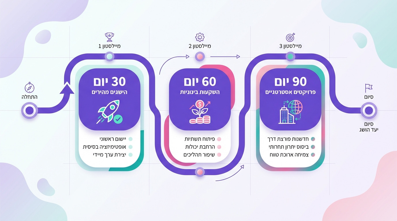 תוכנית עבודה 30 60 90 יום לניתוח מתחרים SEO ויישום אסטרטגיה