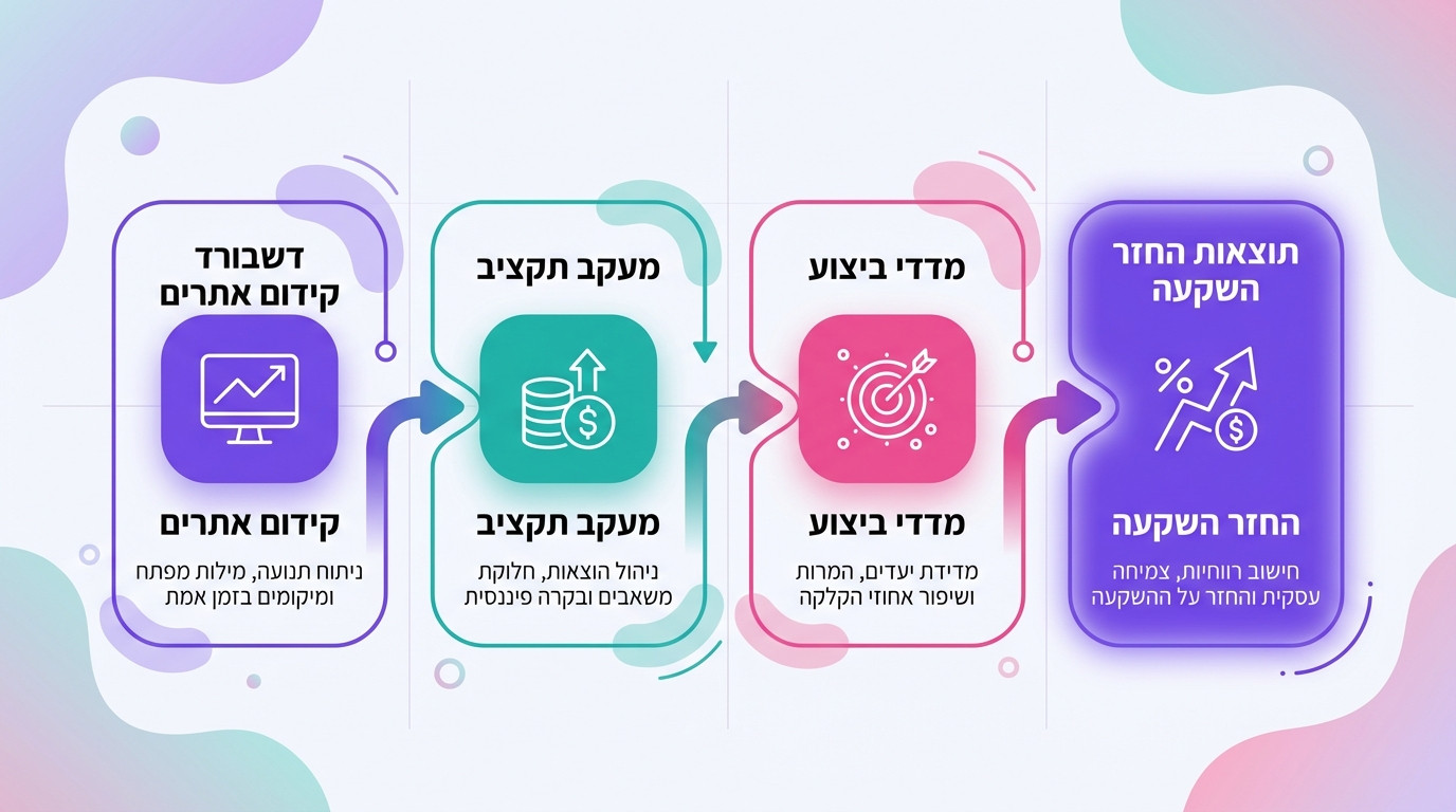 תרחיש מעשי המדגים שילוב של חבילות קידום אתרים עם כלי מעקב מיקומים וניהול תקציב