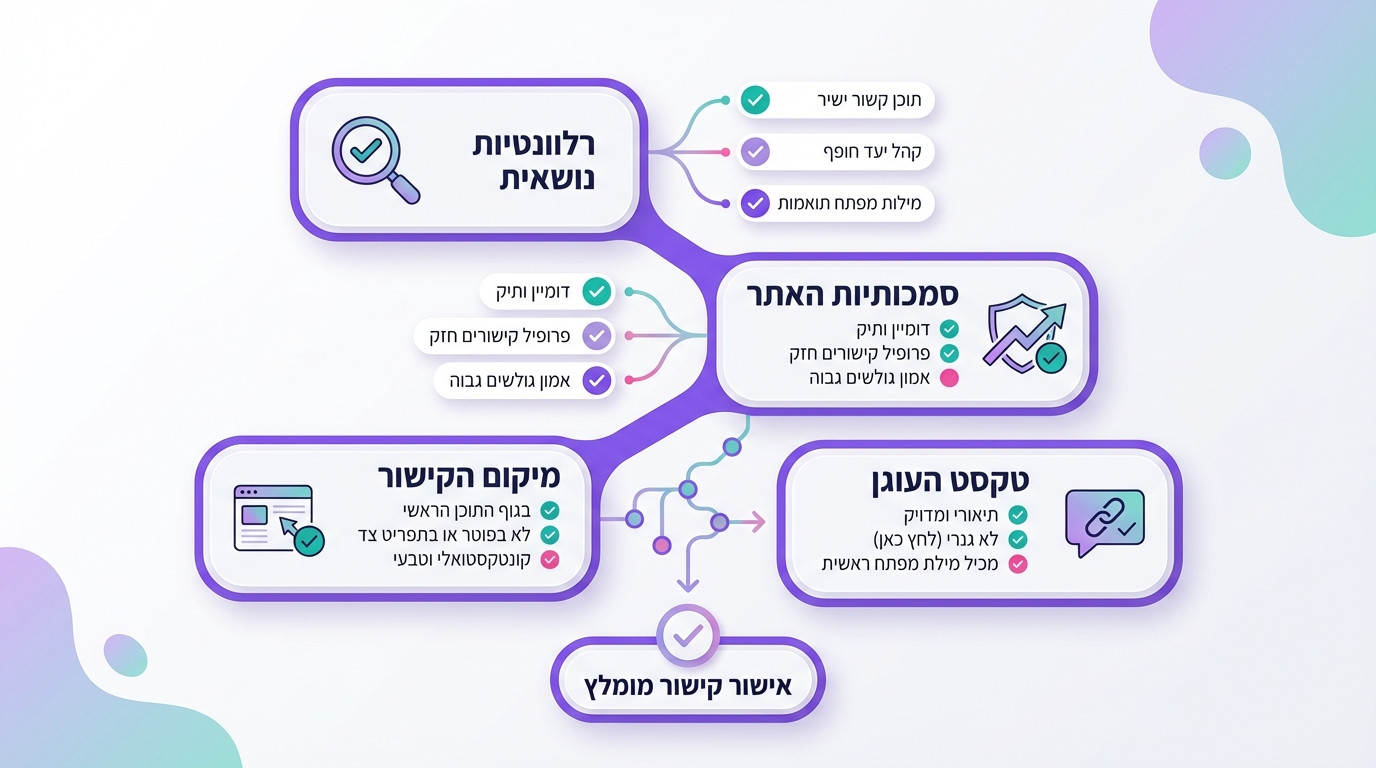 צ'ק-ליסט לאישור קישורים איכותיים ל-SEO לפני בניית לינקים