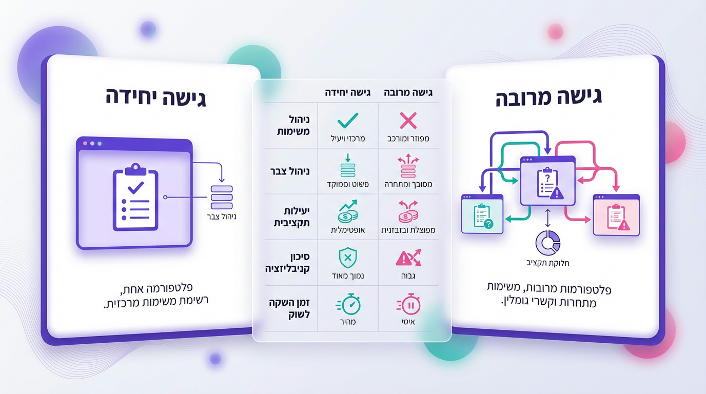 ההבדל בין ניהול קידום אתרים רגיל לבין קידום מרובה אתרים - תרשים השוואה