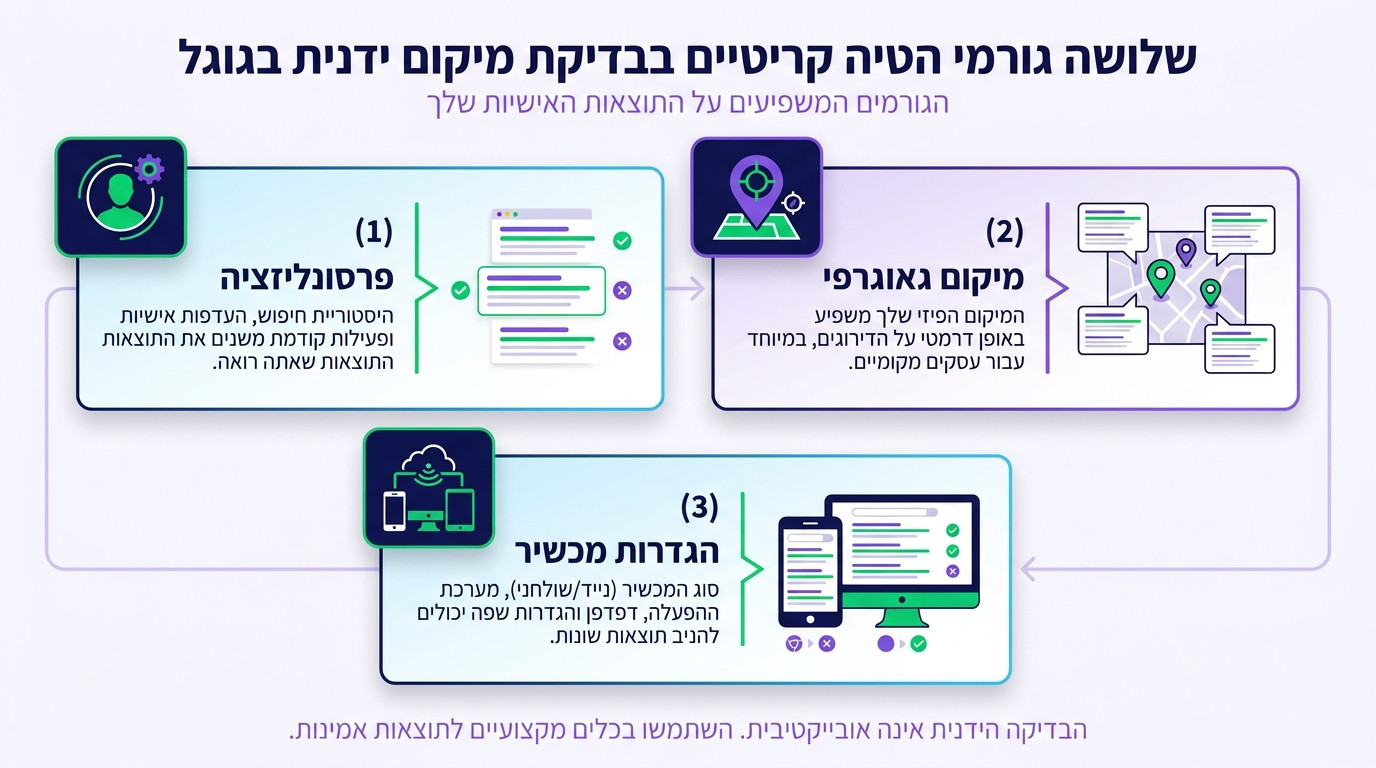 אינפוגרפיקה הממחישה למה 87 אחוז מבדיקות מיקום ידניות בגוגל מציגות תוצאות שגויות