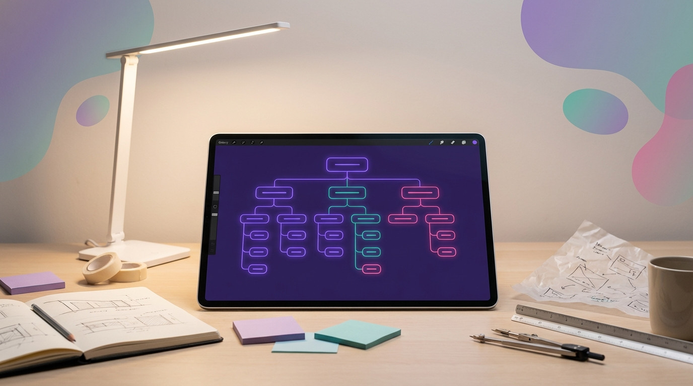 תהליך בניית מתאר מובנה לעמוד פילאר הכולל מיפוי שאלות ומבנה כותרות