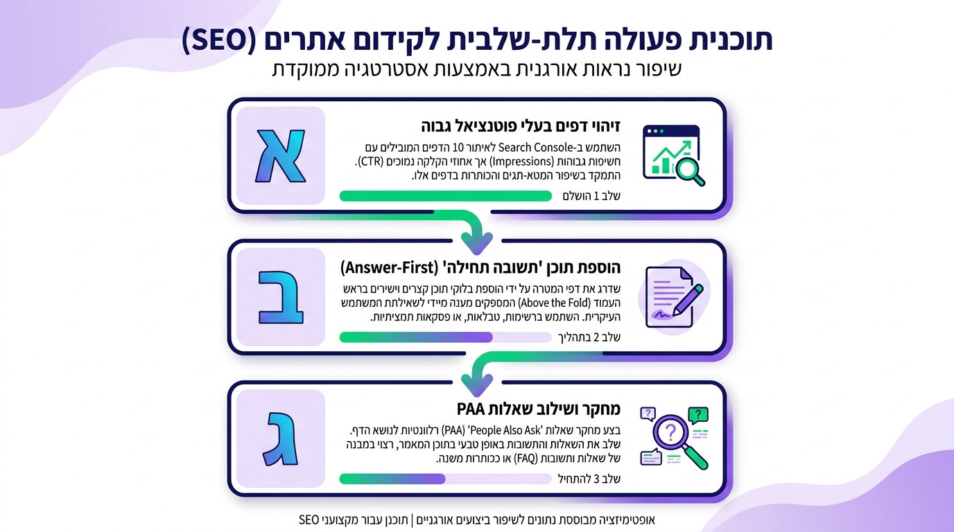 שלושה צעדים מעשיים לשיפור ביצועים אורגניים בעולם Zero Click בשבוע הקרוב