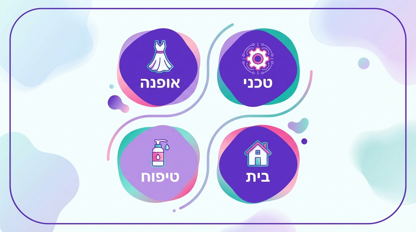 השוואה ויזואלית בין תיאורי מוצרים קצרים לארוכים בקטגוריות שונות