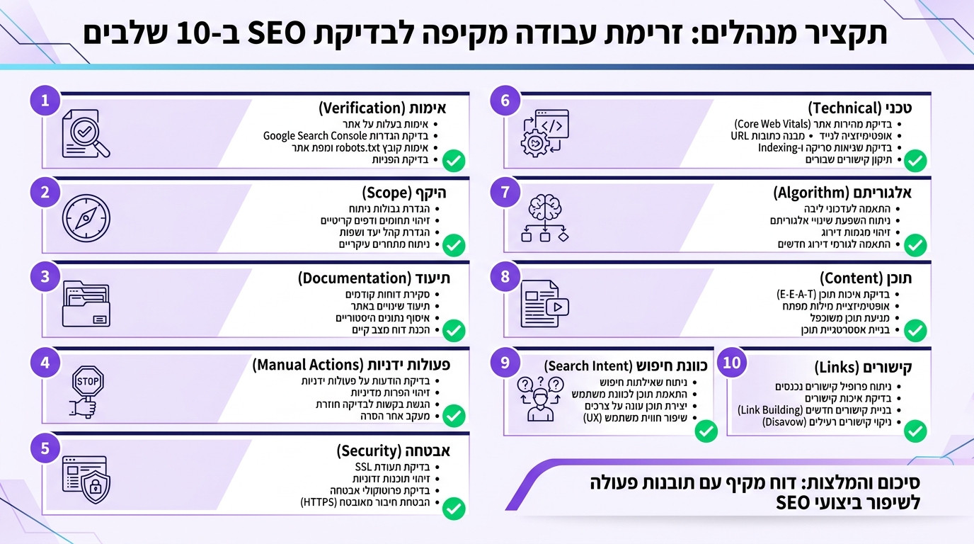 צ׳קליסט סופי לאבחון ירידה במיקומים בגוגל - סדר פעולות מלא