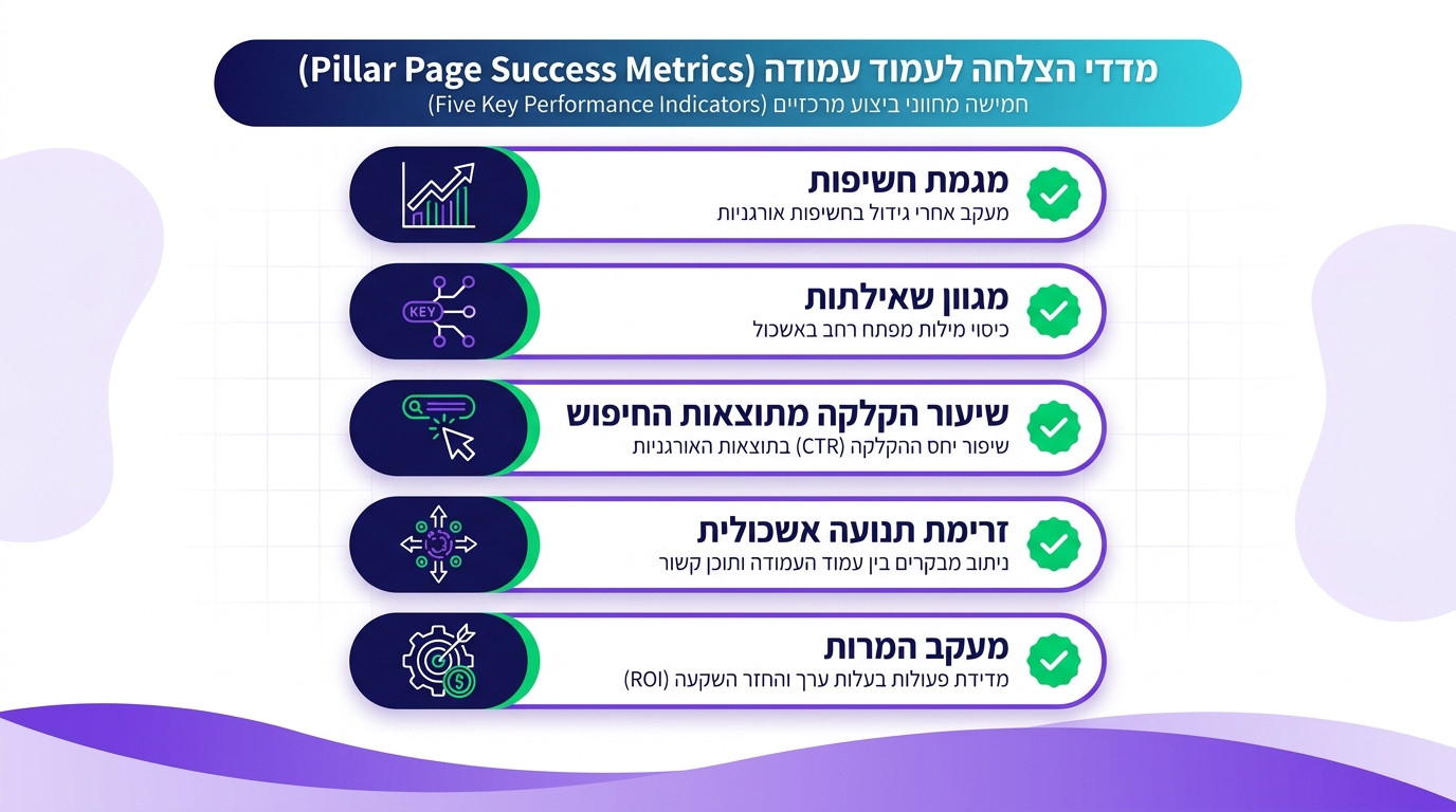 כמות עמודי Cluster מומלצת לכל עמוד Pillar ומדידת הצלחה