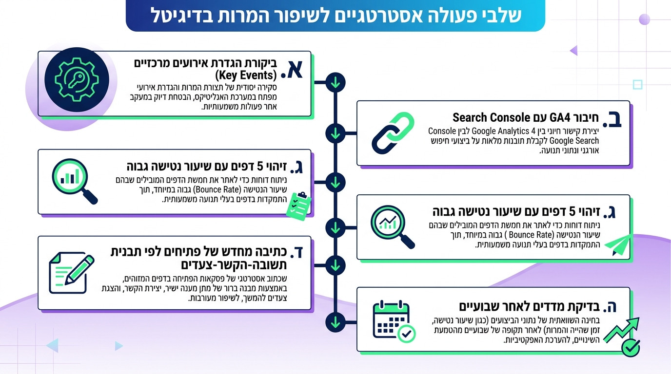 מה לעשות עכשיו - סדר פעולות פרקטי לשיפור מדדי מעורבות ו-Bounce Rate באתר שלכם