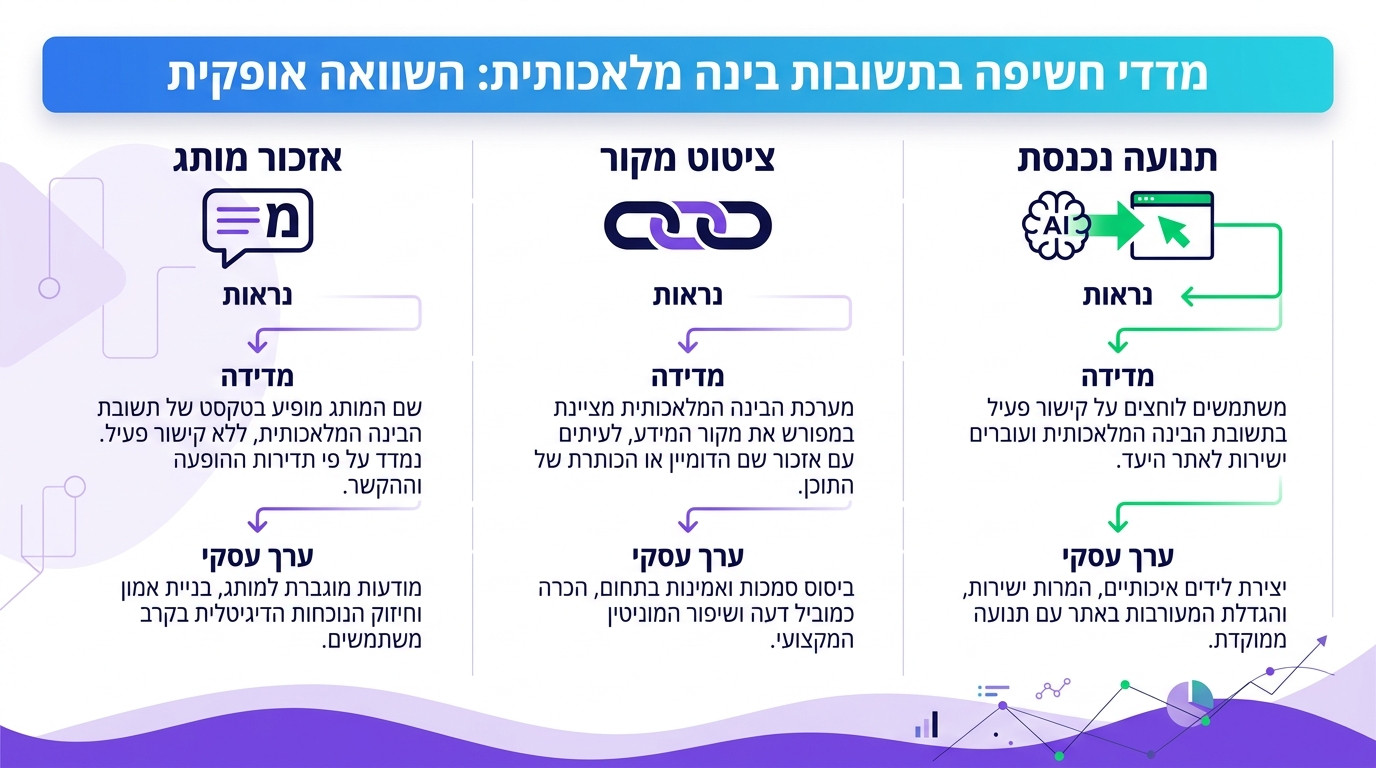 טבלת KPI למדידת נראות אמיתית בתשובות AI